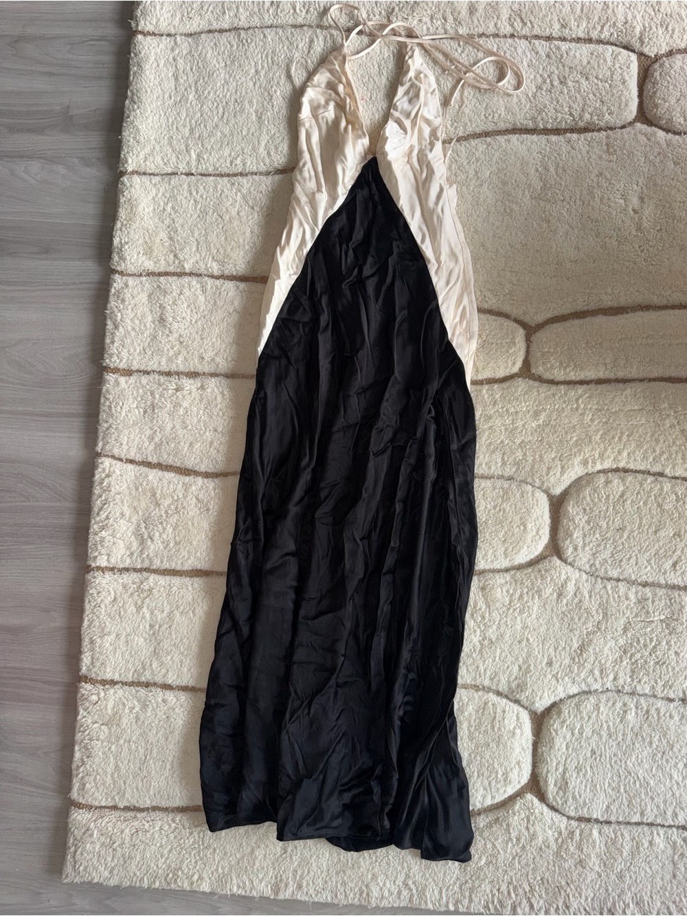 Yve Contrast Halter Dress In Black Ivory from Bardot